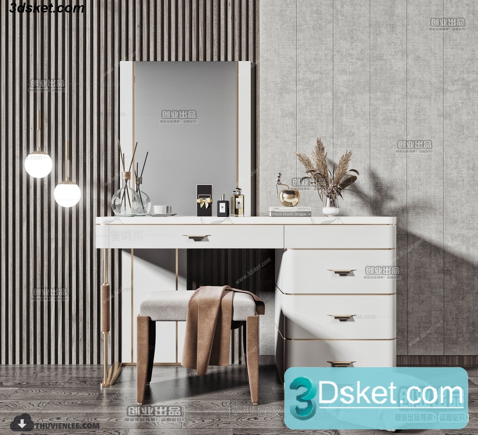 3D Model Dressing Table Free Download 043
