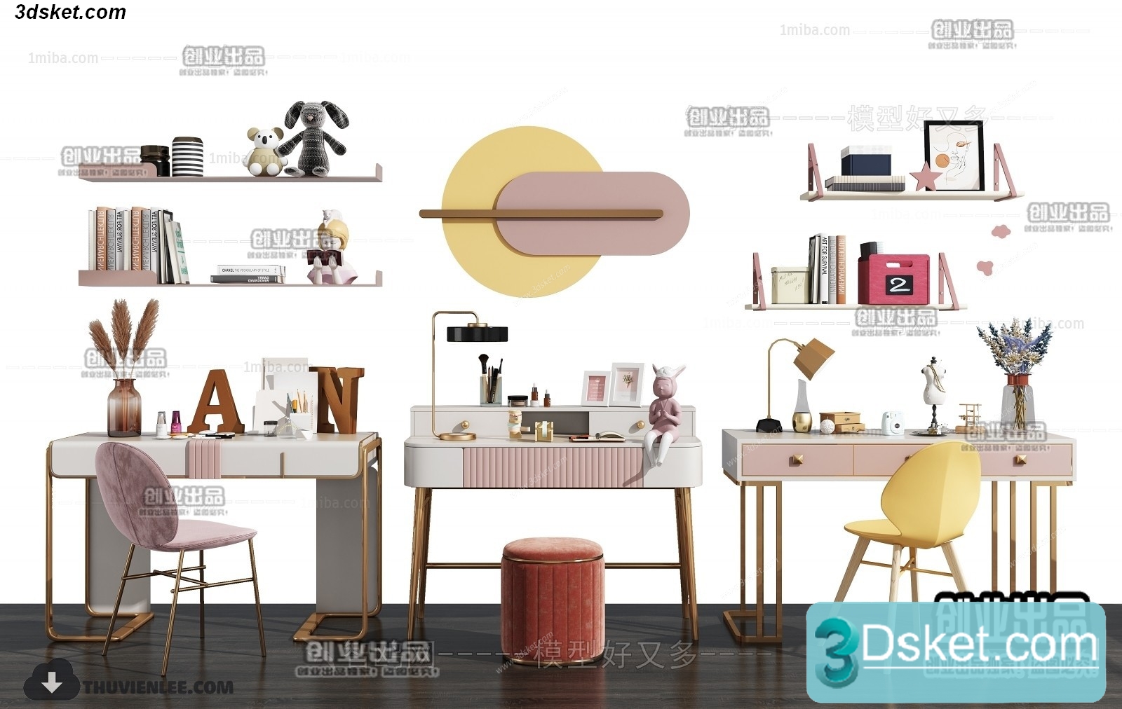 3D Model Dressing Table Free Download 045