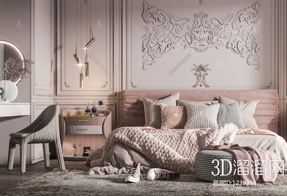 3D Interior Model Bed Room 0390A Scene 3dsmax