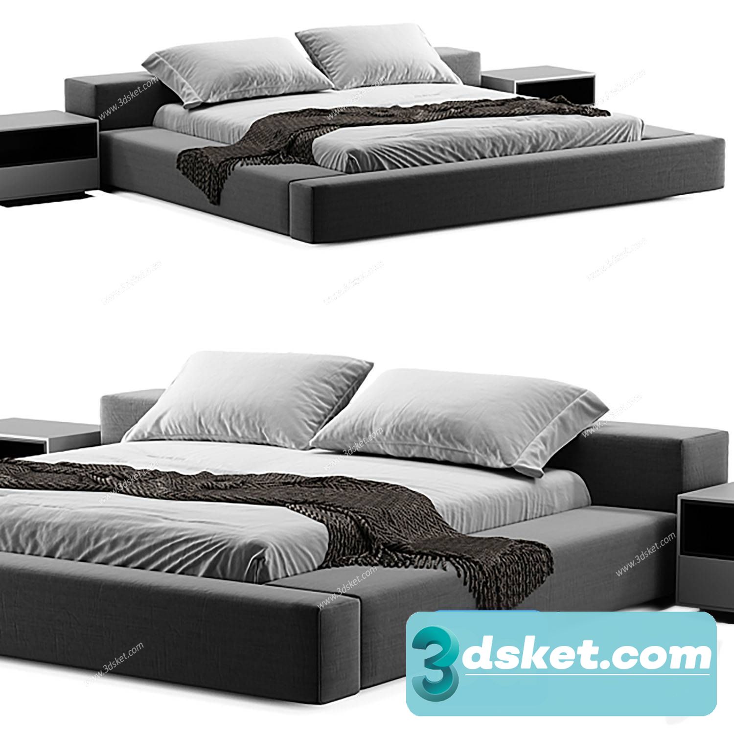3D Model Bed 555 Free Download