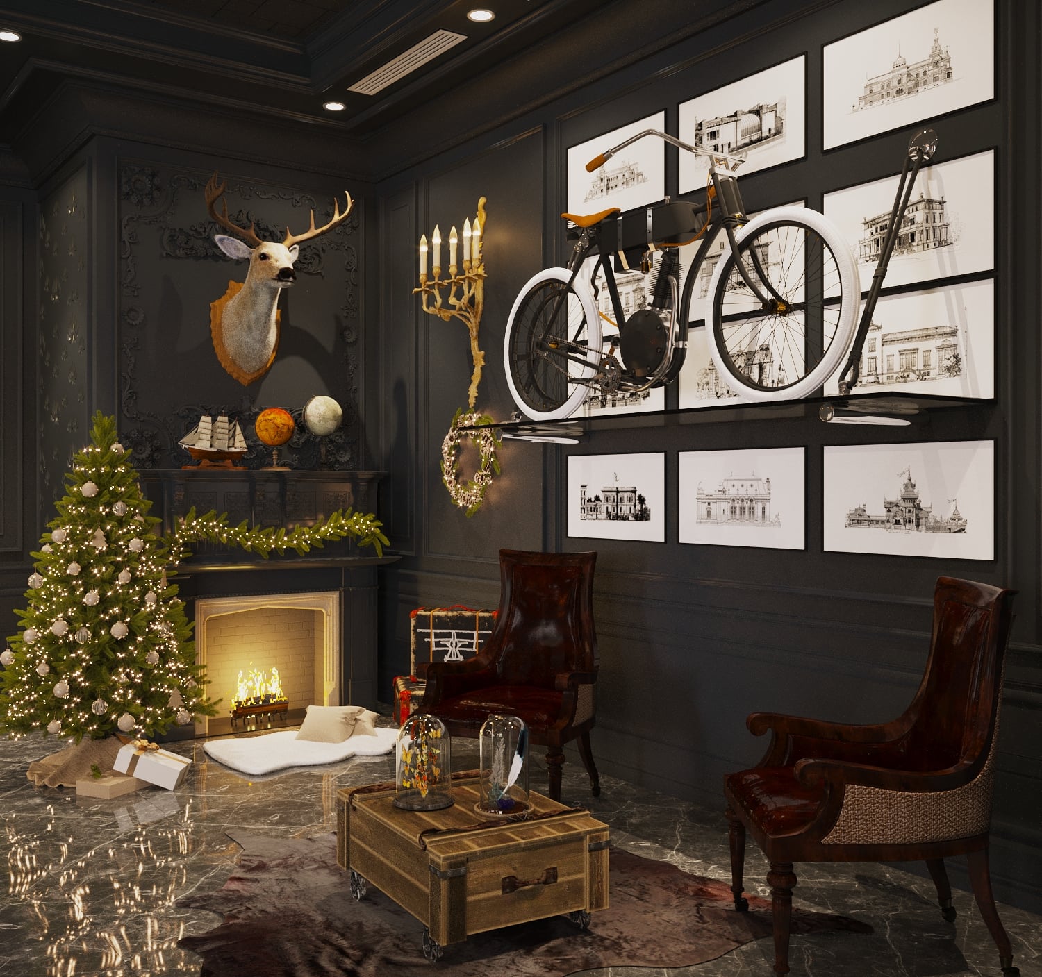 3D Interior Model Living room Scene 3dsmax 2410218