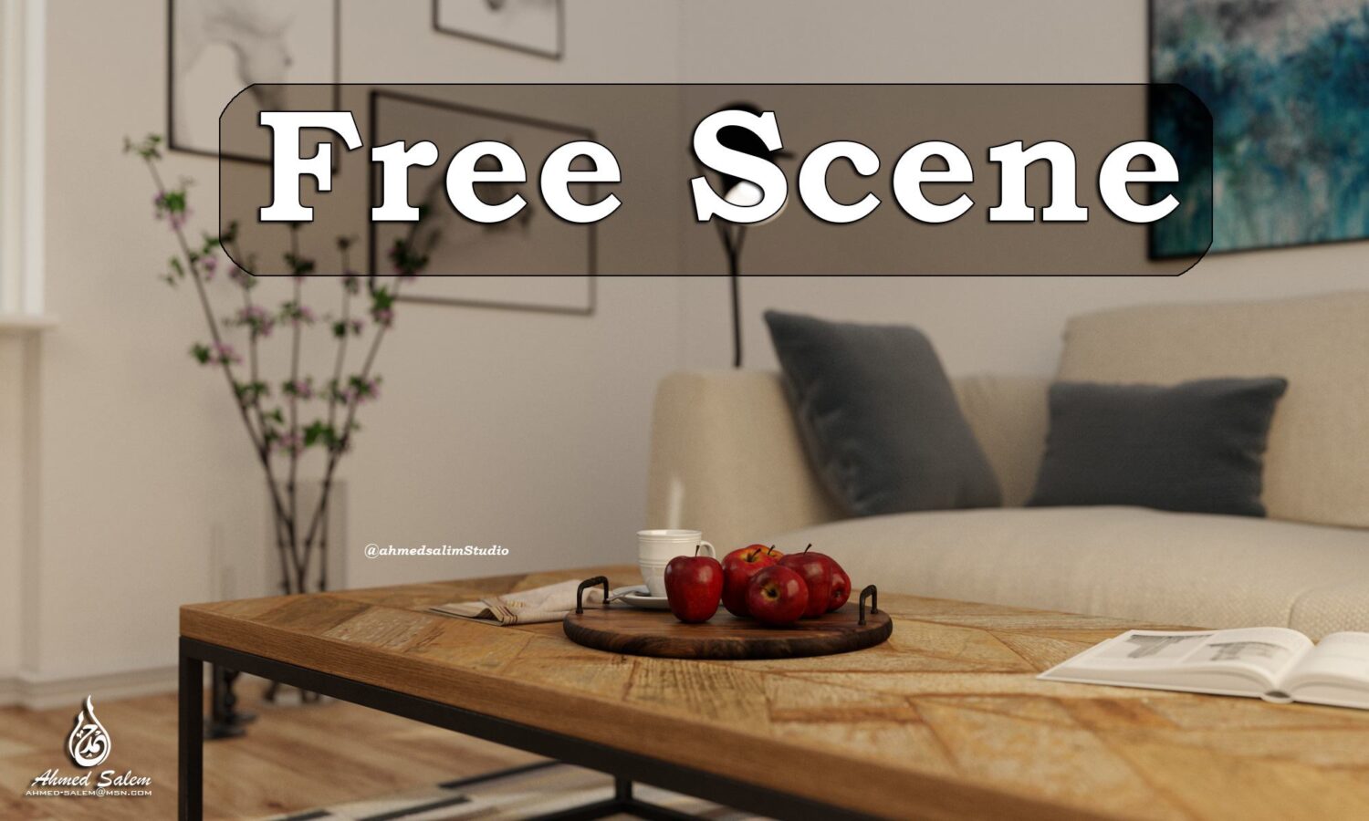 3D Interior Model Living room Scene 3dsmax 2411088