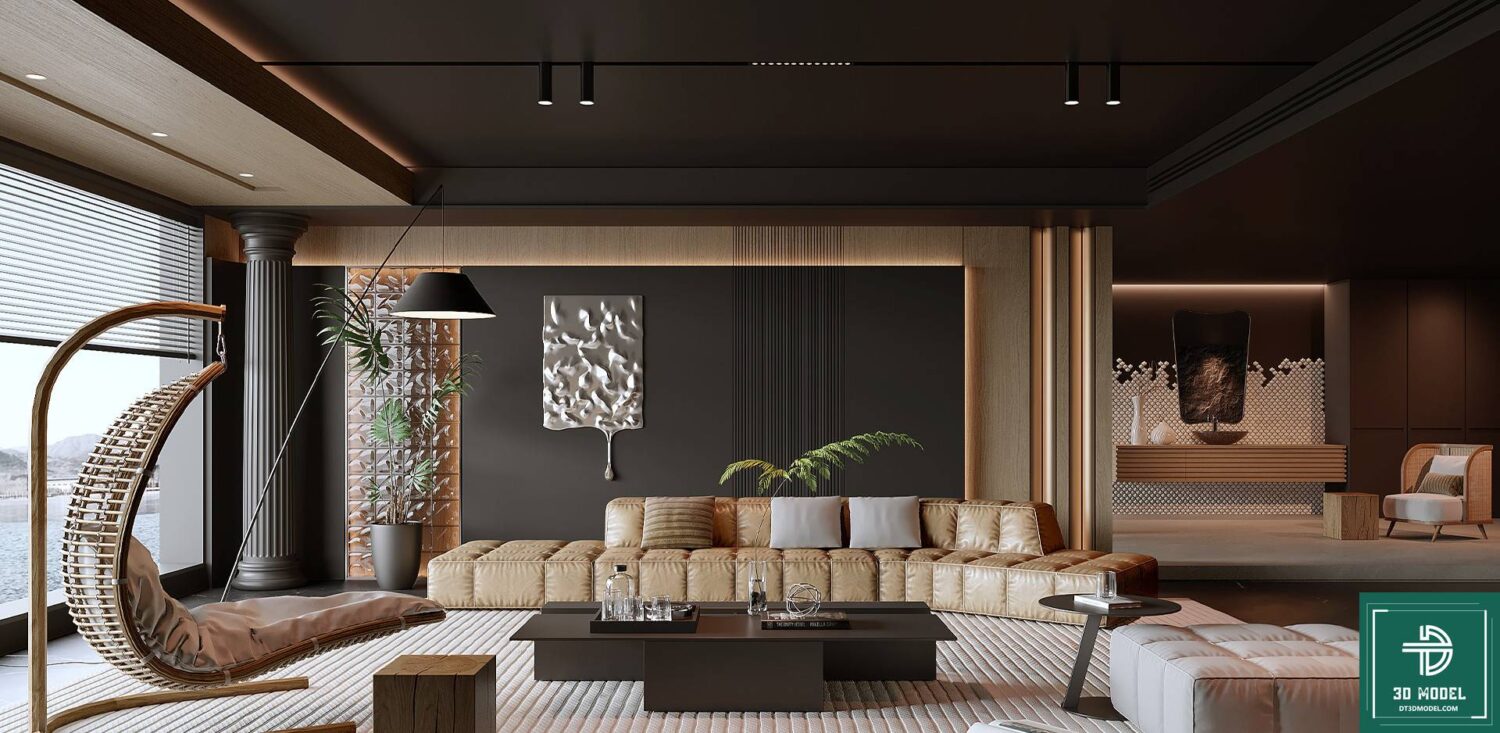 3D Interior Model Living room Scene 3dsmax 2411220