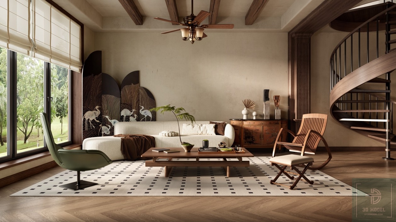 3D Interior Model Living room Scene 3dsmax 2411222